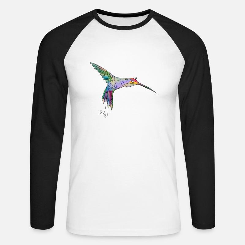 Bunter Vogel - Unisex Baseballshirt langarm - Weiß/Schwarz
