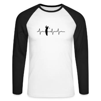 Golf Herzschlag Golfer - Unisex Baseballshirt langarm - Weiß/Schwarz - Vorne - Nik (191cm)