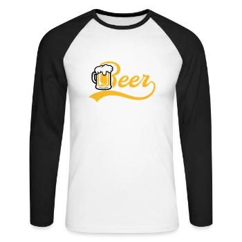 Bière Jug - T-shirt baseball manches longues Homme - blanc/noir - Devant - Nik (191cm)
