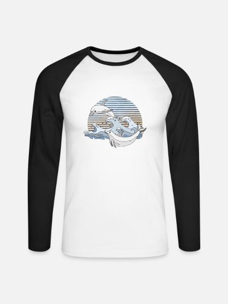 Dauphins - T-shirt baseball manches longues Homme - blanc/noir