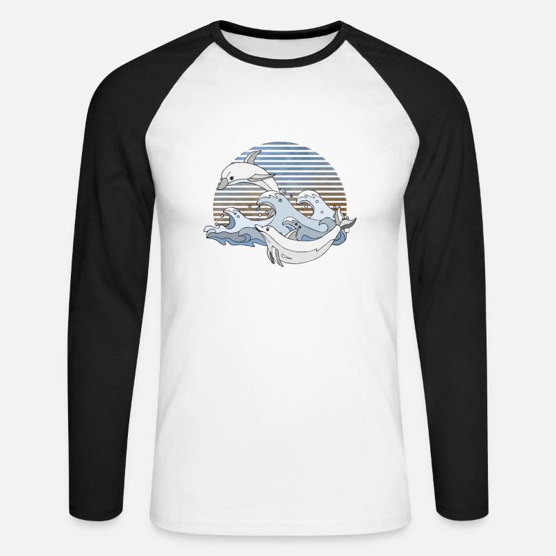 Dolphins - Unisex Long Sleeve Baseball T-Shirt - white/black