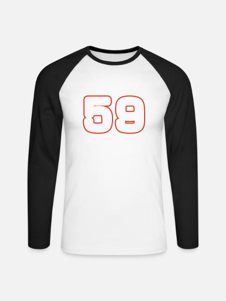 59 Number Symbol - Unisex Long Sleeve Baseball T-Shirt - white/black