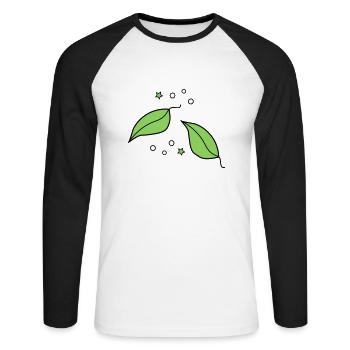 Feuillage - T-shirt baseball manches longues Homme - blanc/noir - Devant - Nik (191cm)