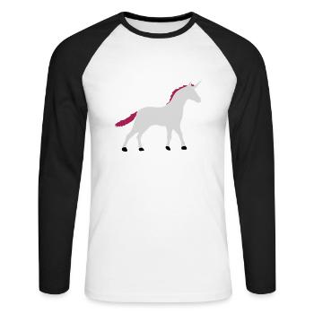 Unicorn Silhouette Outline Shadow - Unisex Long Sleeve Baseball T-Shirt - white/black - Front - Nik (191cm)
