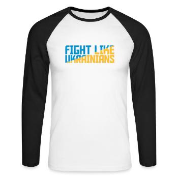 se battre comme citation des ukrainiens - T-shirt baseball manches longues Homme - blanc/noir - Devant - Nik (191cm)