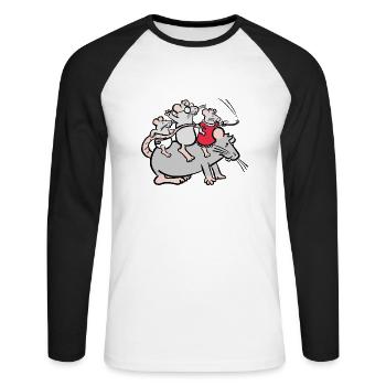 Donkey ride - Unisex Long Sleeve Baseball T-Shirt - white/black - Front - Nik (191cm)