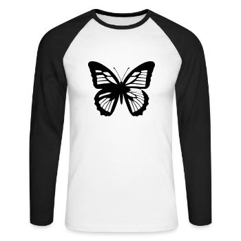 Butterfly Nature Butterflies Vector 7 - Unisex Long Sleeve Baseball T-Shirt - white/black - Front - Nik (191cm)