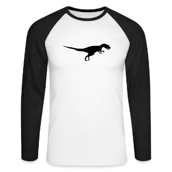 dinosaure - T-shirt baseball manches longues Homme - blanc/noir - Devant - Nik (191cm)