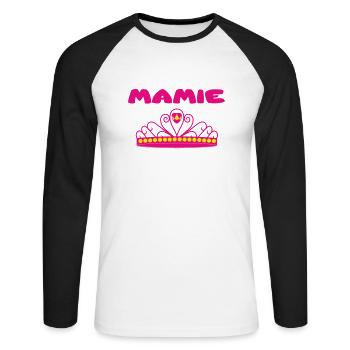 MAMIE - T-shirt baseball manches longues Homme - blanc/noir - Devant - Nik (191cm)