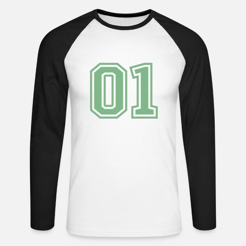 01 eins nummer - Unisex Baseballshirt langarm - Weiß/Schwarz