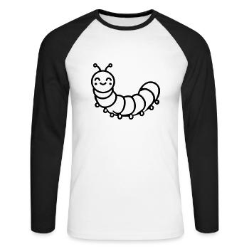 Chenille Papillon Ver - T-shirt baseball manches longues Homme - blanc/noir - Devant - Nik (191cm)
