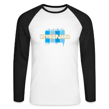 Cadeau pour Reynisfjara - T-shirt baseball manches longues Homme - blanc/noir - Devant - Nik (191cm)