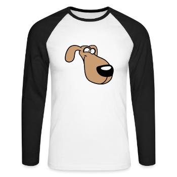 Dog Face Funny Silly Funny Crazy Comic - Unisex Long Sleeve Baseball T-Shirt - white/black - Front - Nik (191cm)