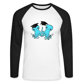 2 Oktopus zwei Schulabschluss bestanden College - Unisex Baseballshirt langarm - Weiß/Schwarz - Vorne - Nik (191cm)