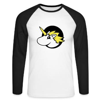 Unicorn Hole Page Funny Cute Comic Cartoon - Unisex Long Sleeve Baseball T-Shirt - white/black - Front - Nik (191cm)