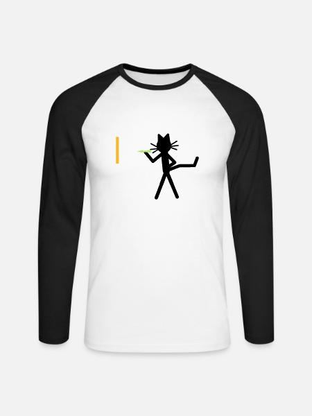 Katze Kittycat dartet - Unisex Baseballshirt langarm - Weiß/Schwarz