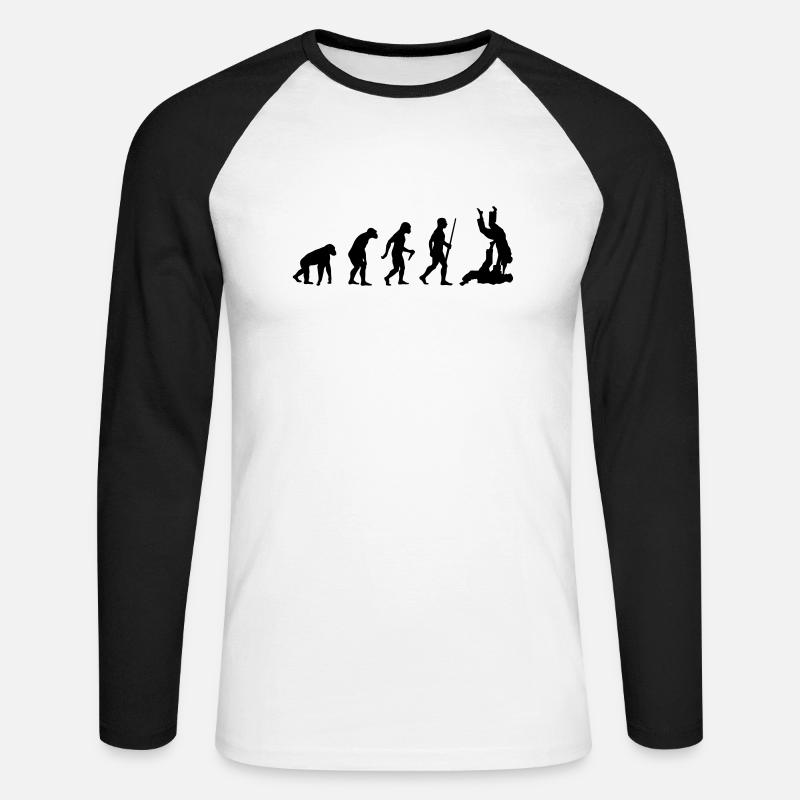 Judo Evolution - Unisex Baseballshirt langarm - Weiß/Schwarz