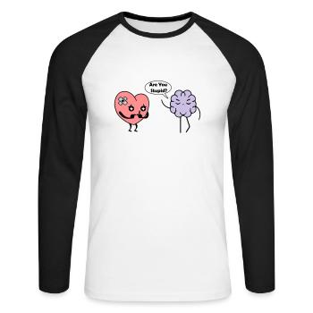 Apprendre le coeur - T-shirt baseball manches longues Homme - blanc/noir - Devant - Nik (191cm)