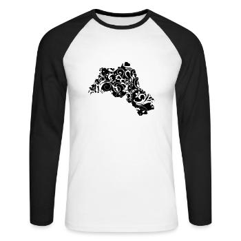 flower kurdistan - Unisex Baseballshirt langarm - Weiß/Schwarz - Vorne - Nik (191cm)