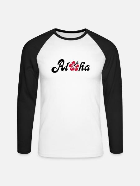 Aloha Hibiscus flower - Unisex Long Sleeve Baseball T-Shirt - white/black