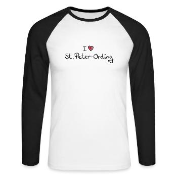 i_love_st_peter_ording__f2 - Unisex Long Sleeve Baseball T-Shirt - white/black - Front - Nik (191cm)
