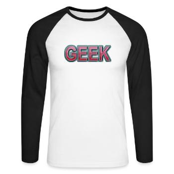 GEEK bande dessinée rétro - T-shirt baseball manches longues Homme - blanc/noir - Devant - Nik (191cm)