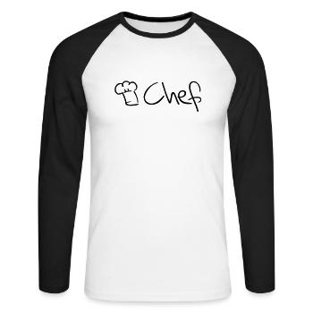 chef_koch___f1 - T-shirt baseball manches longues Homme - blanc/noir - Devant - Nik (191cm)