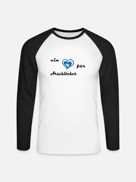 Herz für Arschlöcher - Unisex Baseballshirt langarm - Weiß/Schwarz