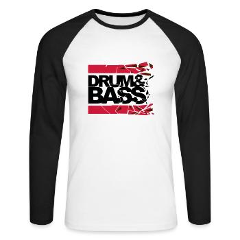 Drum 'n' Bass shattered 2 - Unisex Baseballshirt langarm - Weiß/Schwarz - Vorne - Nik (191cm)