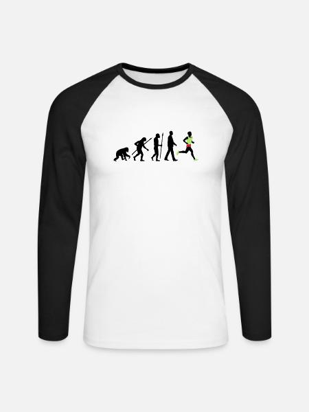 evolution_laufer_102012_a_3c - Unisex Baseballshirt langarm - Weiß/Schwarz