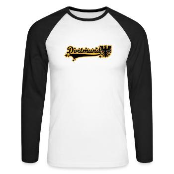 Dortmund lettering 01 - Unisex Long Sleeve Baseball T-Shirt - white/black - Front - Nik (191cm)
