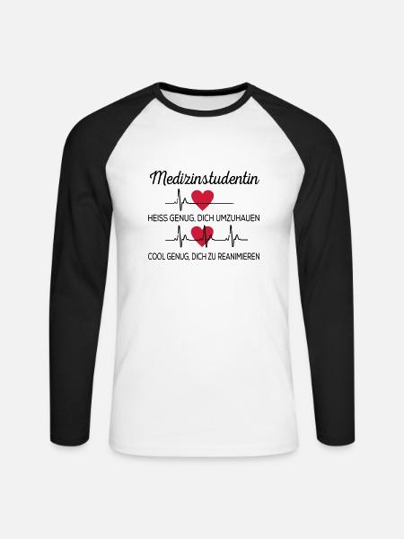 Medizinstudentin - Unisex Baseballshirt langarm - Weiß/Schwarz
