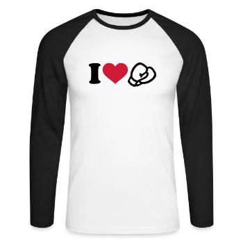 I love Boxing - Unisex Long Sleeve Baseball T-Shirt - white/black - Front - Nik (191cm)