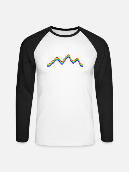 Gebirge - Regenbogenfarben - Unisex Baseballshirt langarm - Weiß/Schwarz