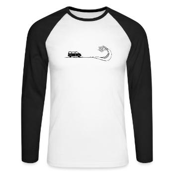 Campeur sur la plage - T-shirt baseball manches longues Homme - blanc/noir - Devant - Nik (191cm)