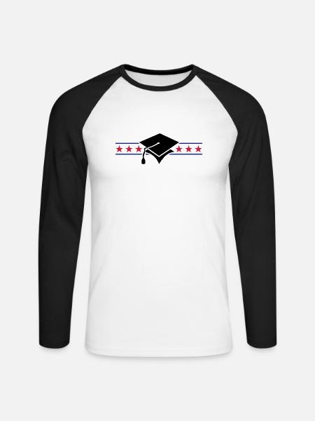 scholar hat / Gelehrtenhut (3c) - Unisex Long Sleeve Baseball T-Shirt - white/black