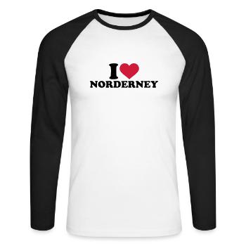 Norderney - Unisex Baseballshirt langarm - Weiß/Schwarz - Vorne - Nik (191cm)