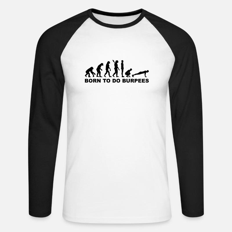 Evolution Burpees - T-shirt baseball manches longues Homme - blanc/noir