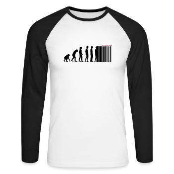 DARWIN - EVOLUTION SOCIETE - CODE BARRE - T-shirt baseball manches longues Homme - blanc/noir - Devant - Nik (191cm)