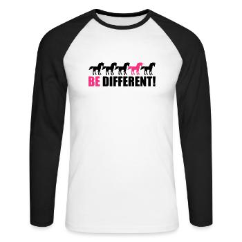 reihe be different unicorn pferde muster design ei - Unisex Baseballshirt langarm - Weiß/Schwarz - Vorne - Nik (191cm)