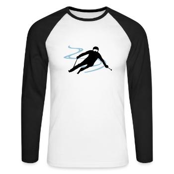 Sport - Skifahrer - Unisex Baseballshirt langarm - Weiß/Schwarz - Vorne - Nik (191cm)