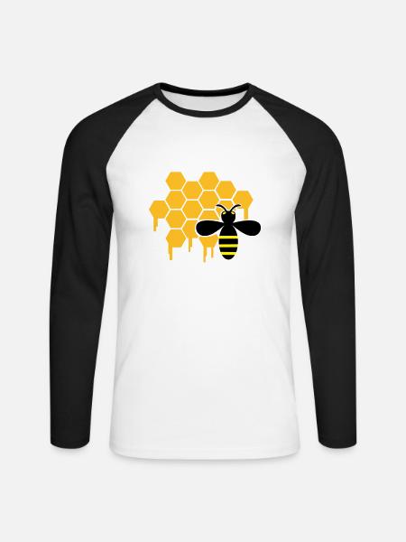 honey_wespe_02 - Unisex Baseballshirt langarm - Weiß/Schwarz