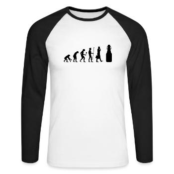 Alkohol - Evolution Bier - Unisex Baseballshirt langarm - Weiß/Schwarz - Vorne - Nik (191cm)