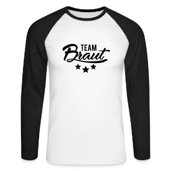 Team Braut - Unisex Baseballshirt langarm - Weiß/Schwarz - Vorne - Nik (191cm)