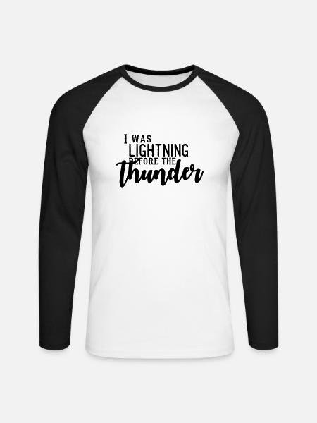 I Was Lightning Before The Thunder - Mannen baseballshirt lange mouw - wit/zwart
