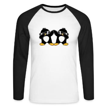 2 Pingouins Dab - T-shirt baseball manches longues Homme - blanc/noir - Devant - Nik (191cm)