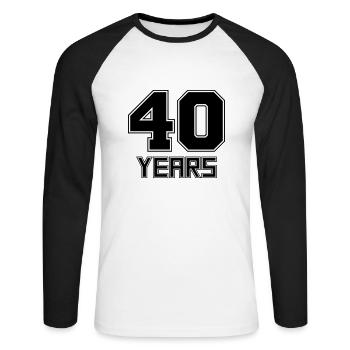 40 ans - T-shirt baseball manches longues Homme - blanc/noir - Devant - Nik (191cm)