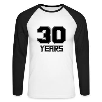 30 years - Unisex Long Sleeve Baseball T-Shirt - white/black - Front - Nik (191cm)