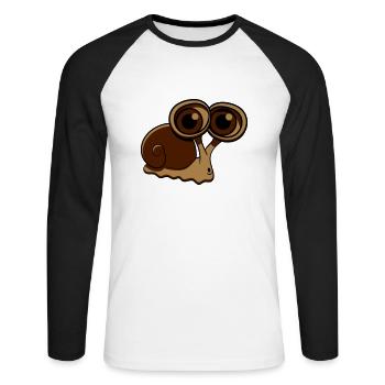 Escargot drôle gros - T-shirt baseball manches longues Homme - blanc/noir - Devant - Nik (191cm)