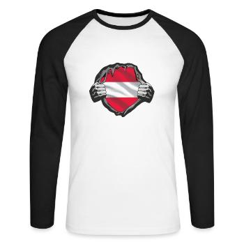 L'Autriche - T-shirt baseball manches longues Homme - blanc/noir - Devant - Nik (191cm)